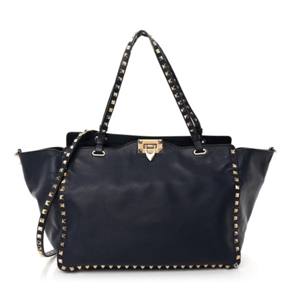 AUTH Valentino Garavani Black Medium Rockstud Tote - Picture 2 of 11